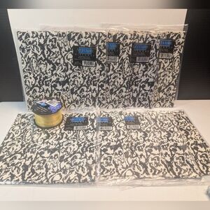 Vintage New Artfair Gift Wrap 9 Packages with Yellow Ribbon Black & White Design